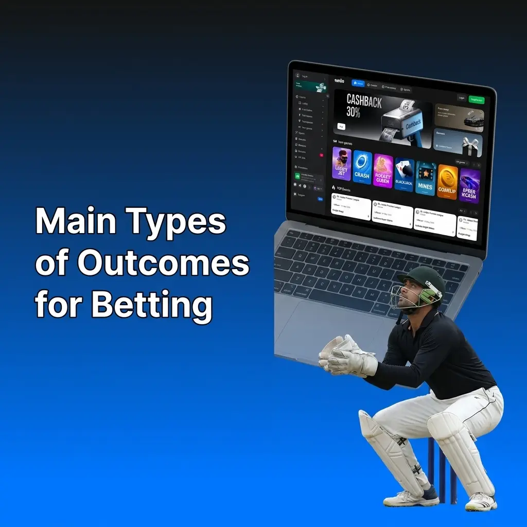 Diagram showing main types of betting outcomes for cricket football kabaddi and other sports on 1win platform