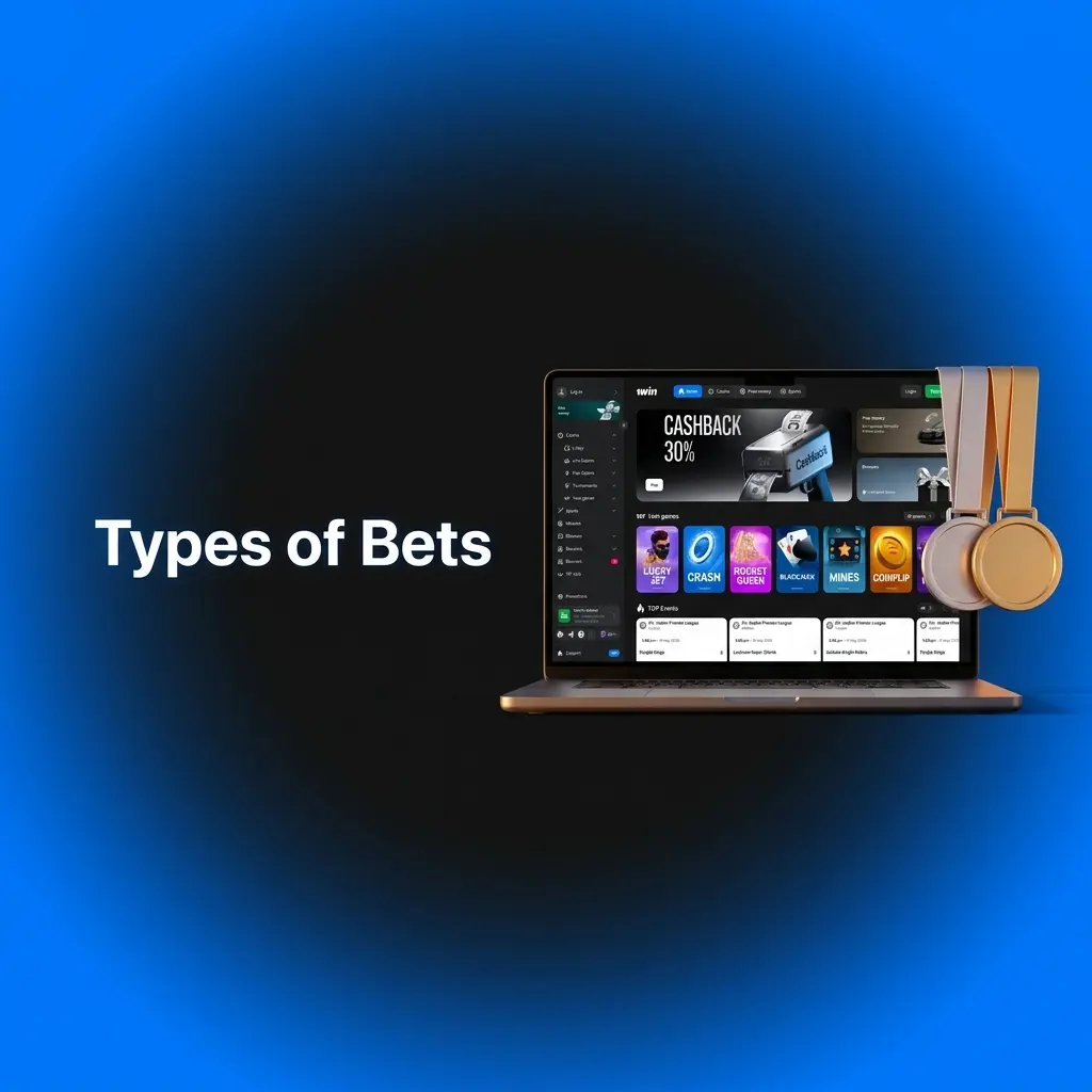 Types of bets on 1win including single, express accumulator, and system bets for sports betting markets