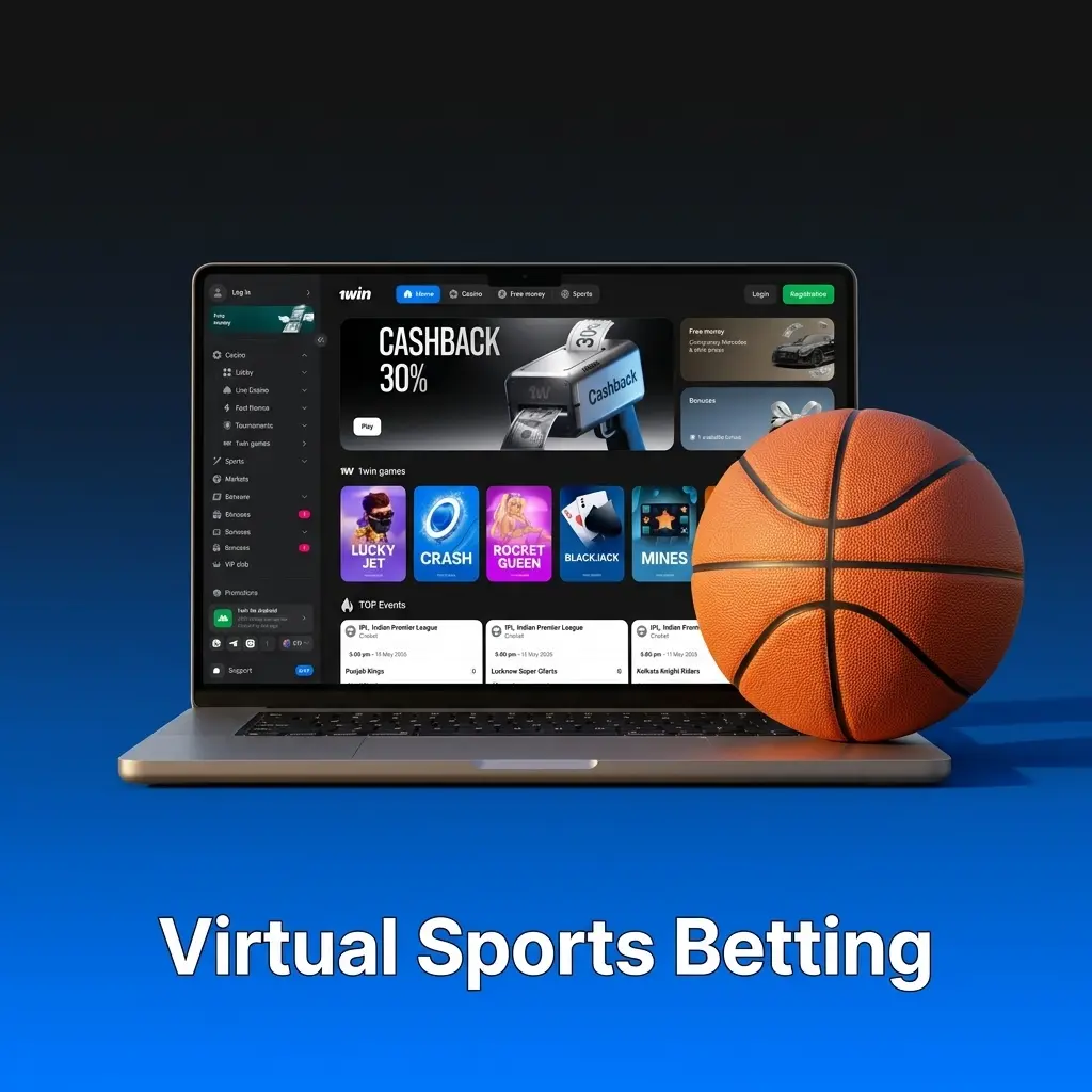 Virtual sports betting options at 1win including cricket, football, horse racing and basketball simulations for Indian players