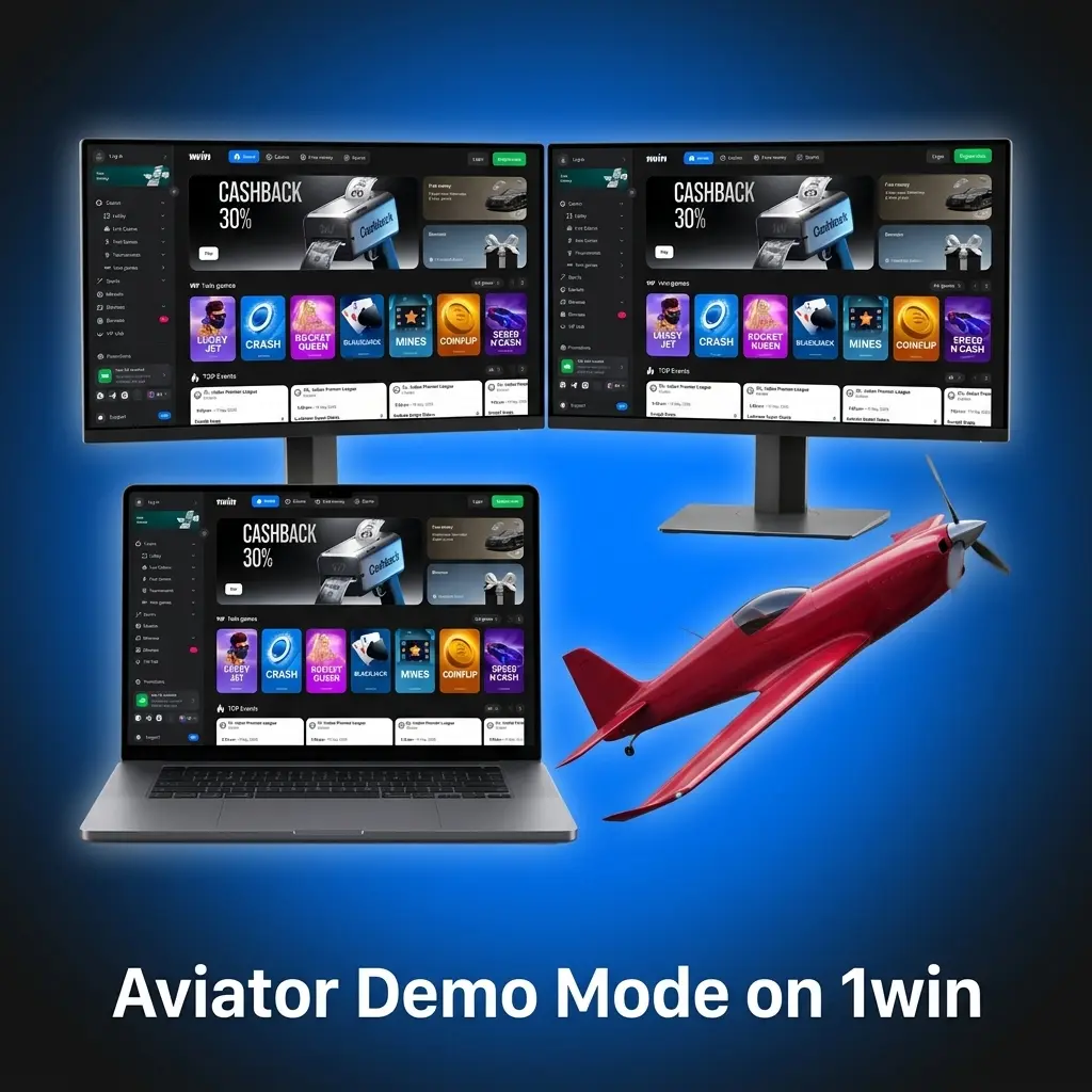 1win Aviator demo mode interface showing virtual credits gameplay with multiplier and auto bet features