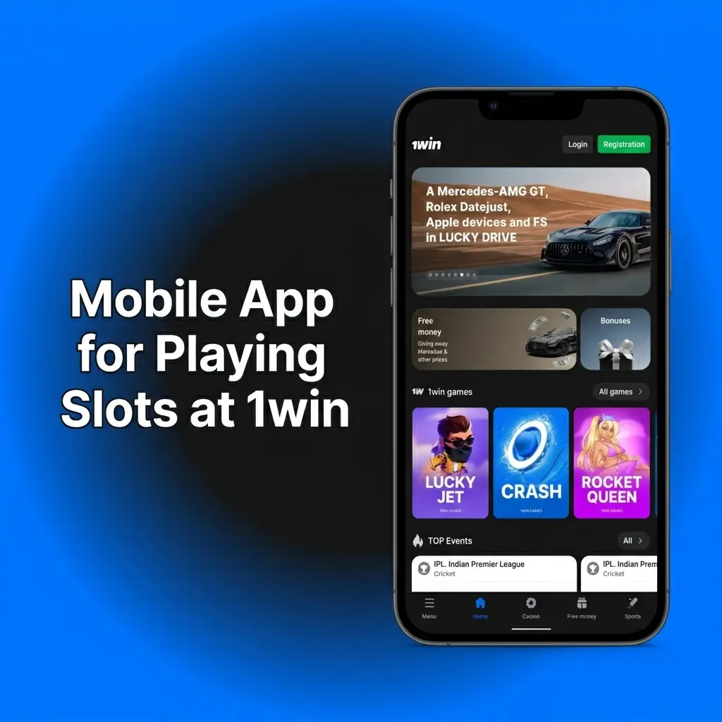 1win mobile app slots interface on Android and iOS with full casino lobby navigation and real money gameplay controls