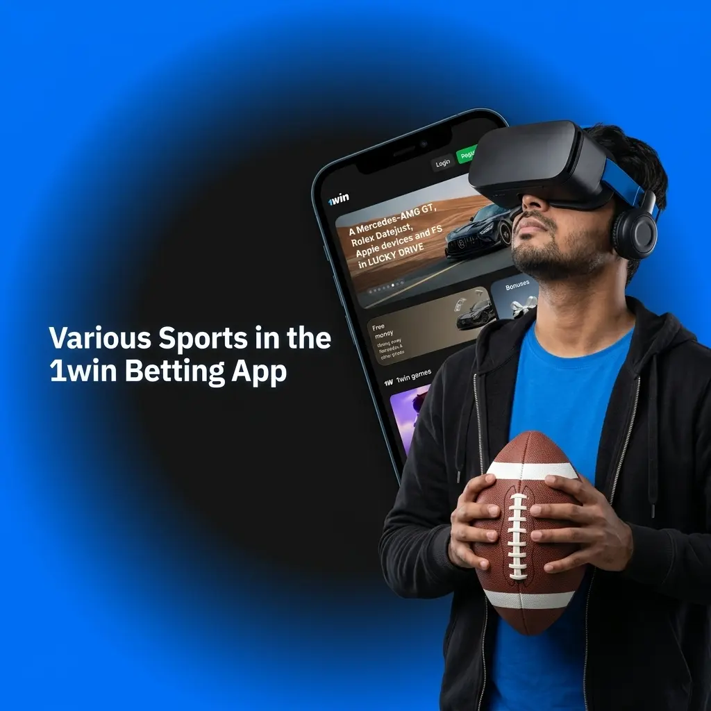 1win app sports betting interface showing cricket, football, kabaddi, tennis, eSports and 30+ disciplines in LIVE and LINE modes